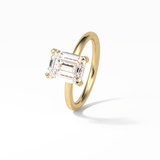 Emerald Solitaire Lab Grown Diamond Engagement Ring