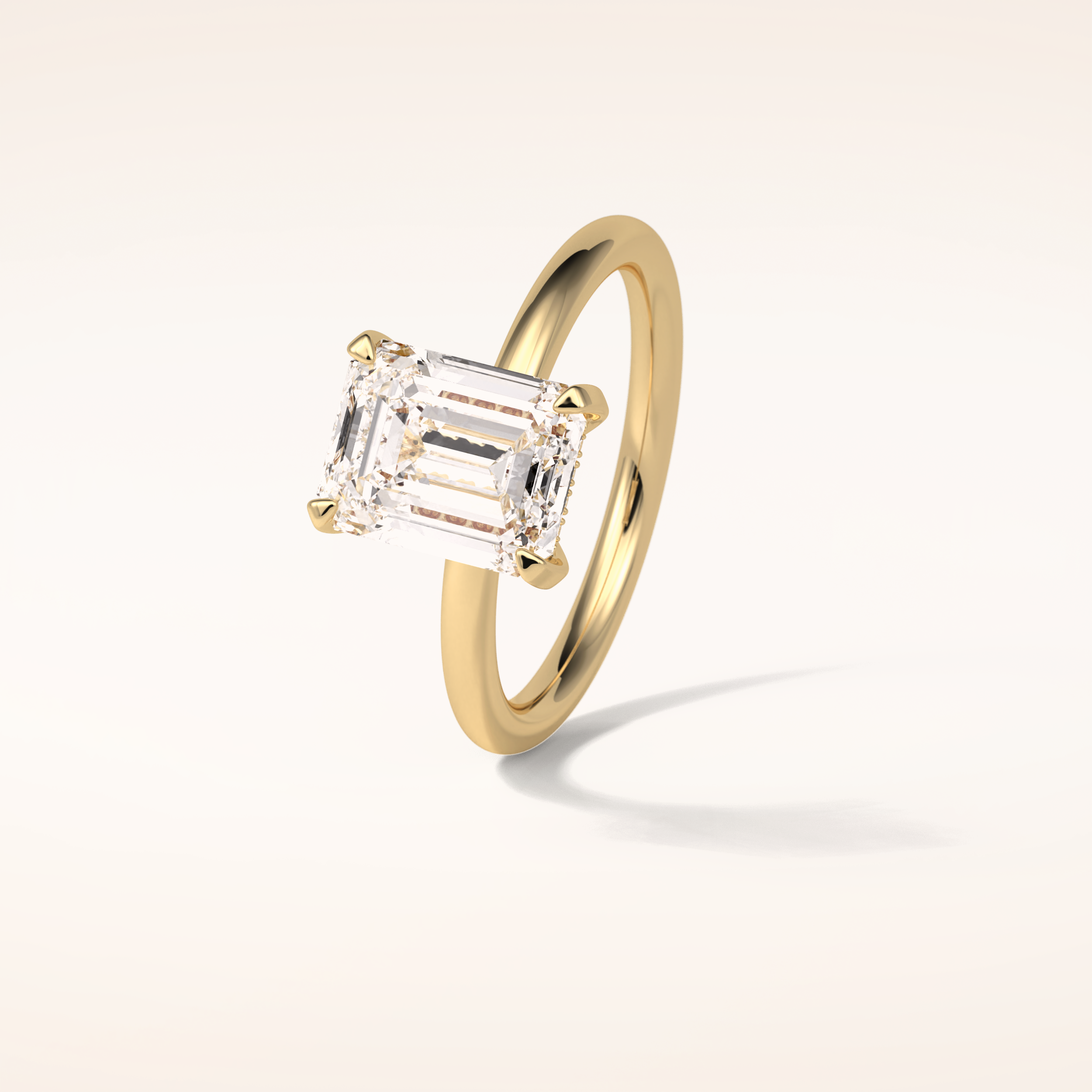 2.3 CT Emerald Shaped Hidden Halo Moissanite Engagement Ring