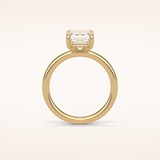 2.3 CT Emerald Shaped Hidden Halo Moissanite Engagement Ring