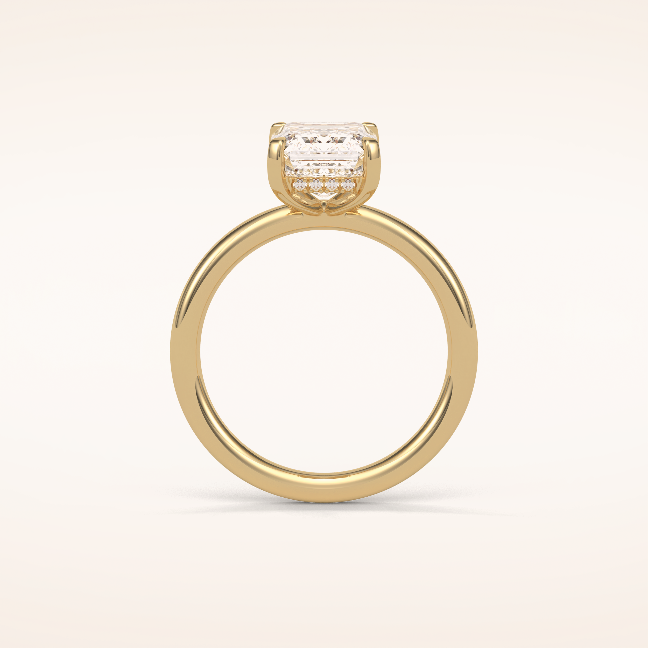 2.3 CT Emerald Shaped Hidden Halo Moissanite Engagement Ring