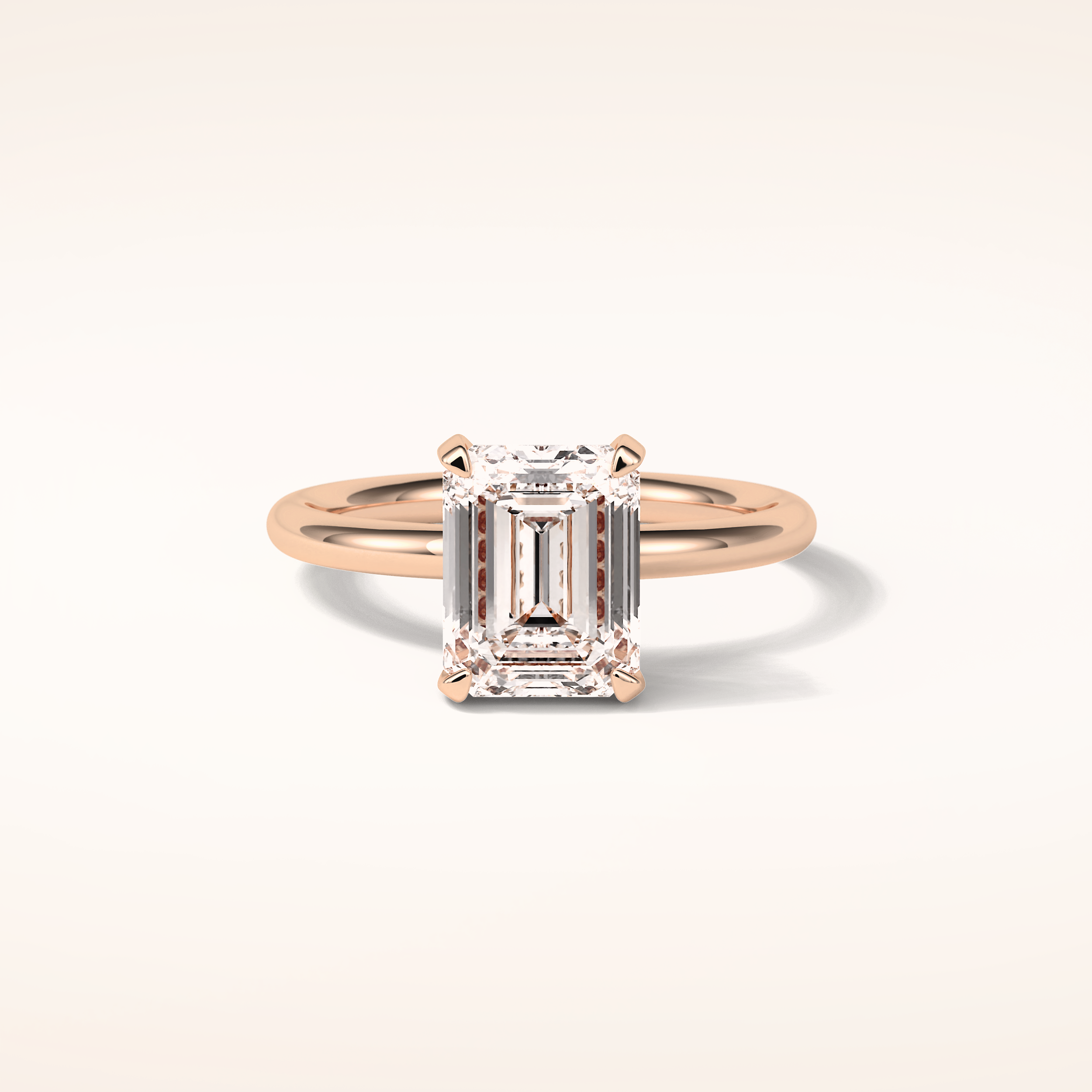 2.3 CT Emerald Shaped Hidden Halo Moissanite Engagement Ring