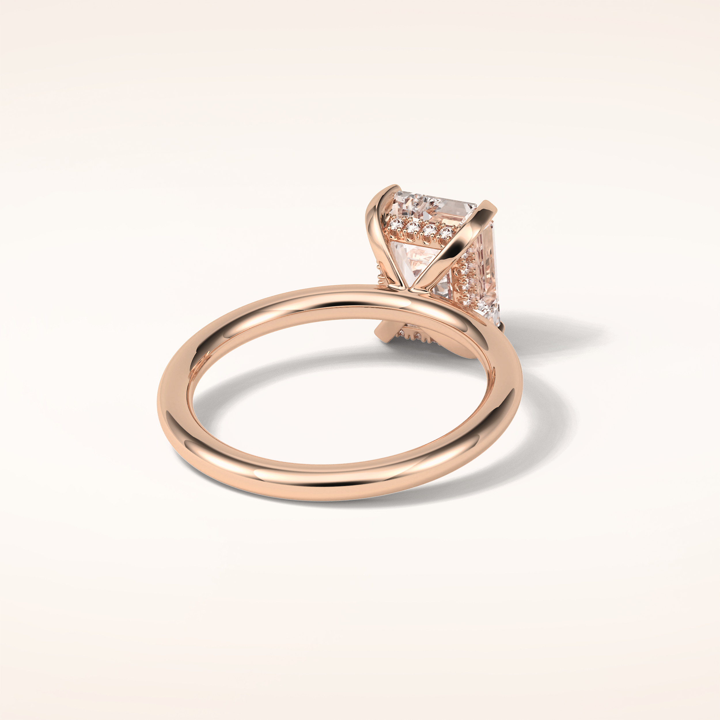 2.3 CT Emerald Shaped Hidden Halo Moissanite Engagement Ring