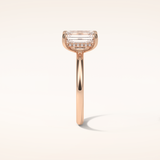 2.3 CT Emerald Shaped Hidden Halo Moissanite Engagement Ring