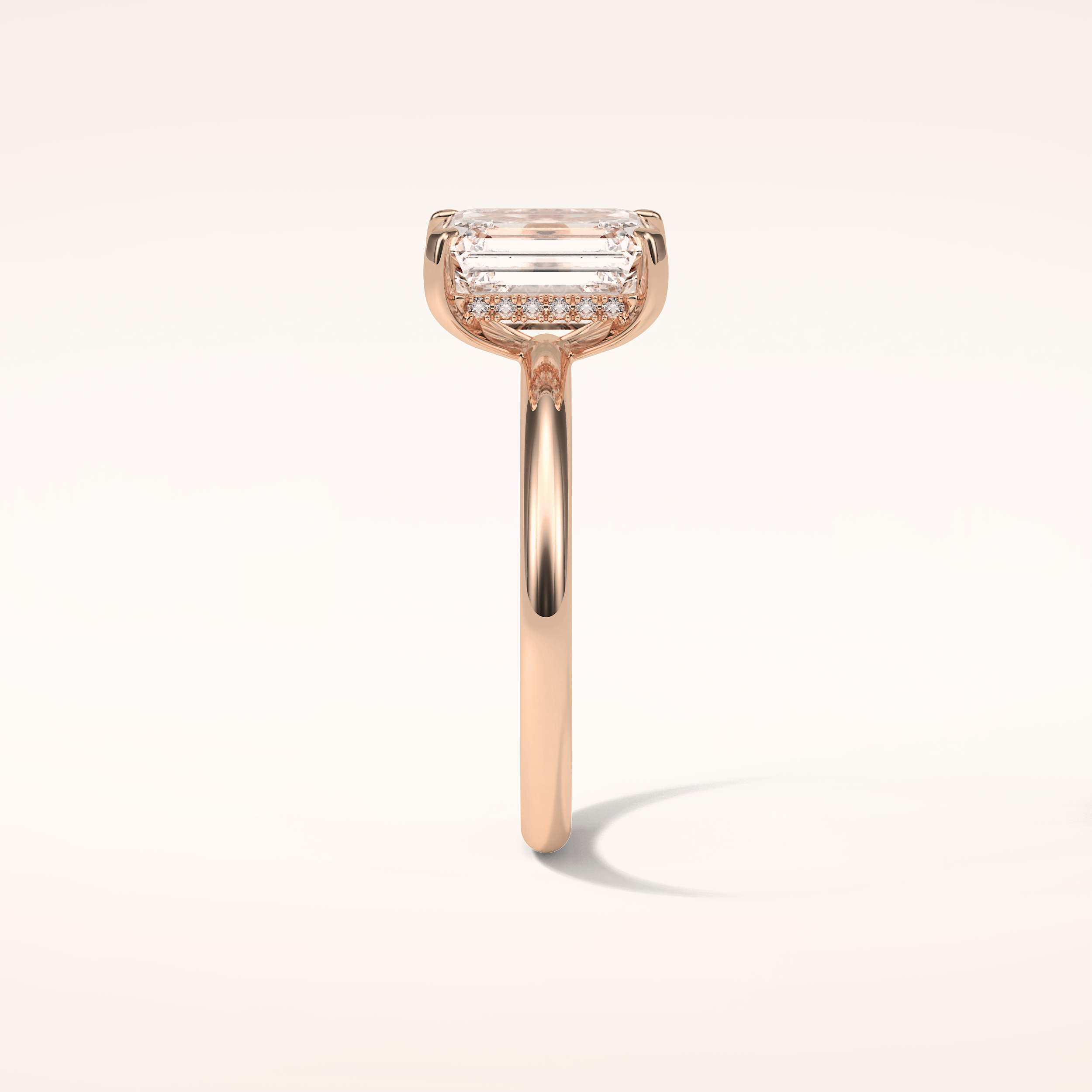 2.3 CT Emerald Shaped Hidden Halo Moissanite Engagement Ring