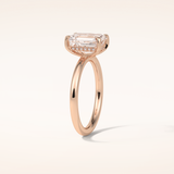 2.3 CT Emerald Shaped Hidden Halo Moissanite Engagement Ring