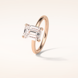 2.3 CT Emerald Shaped Hidden Halo Moissanite Engagement Ring