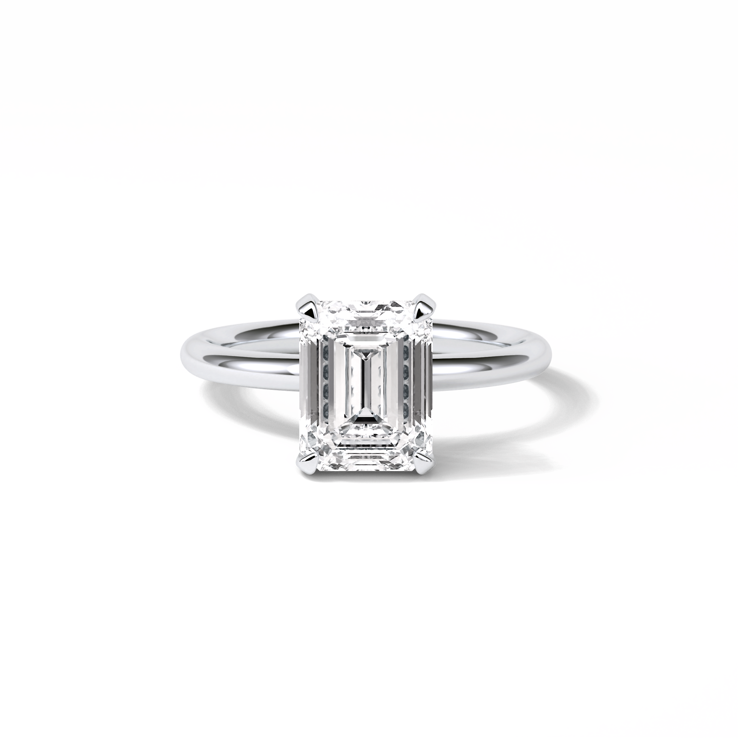 Emerald Solitaire Lab Grown Diamond Engagement Ring