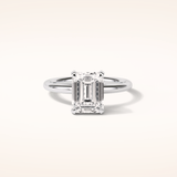 2.3 CT Emerald Shaped Hidden Halo Moissanite Engagement Ring