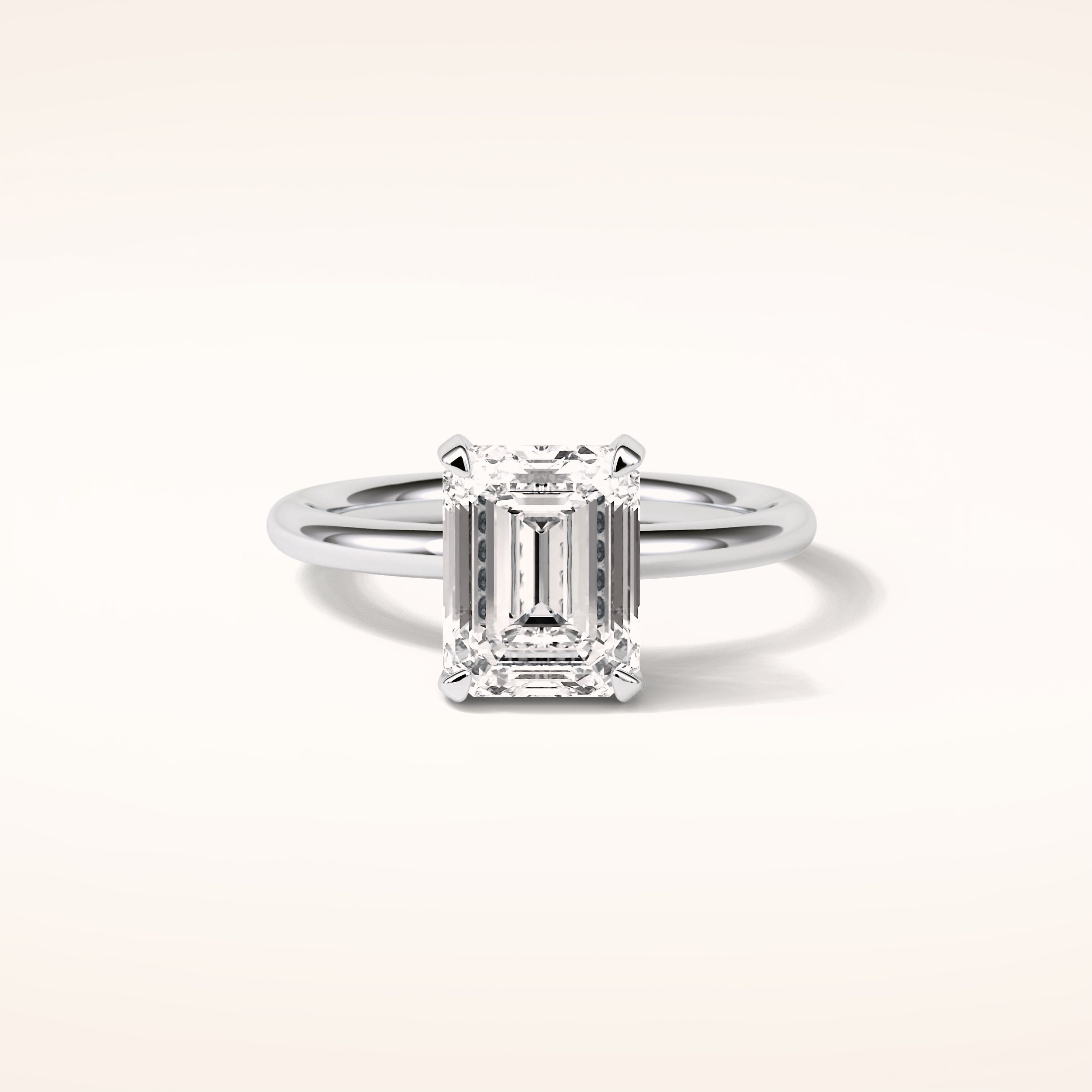 2.3 CT Emerald Shaped Hidden Halo Moissanite Engagement Ring