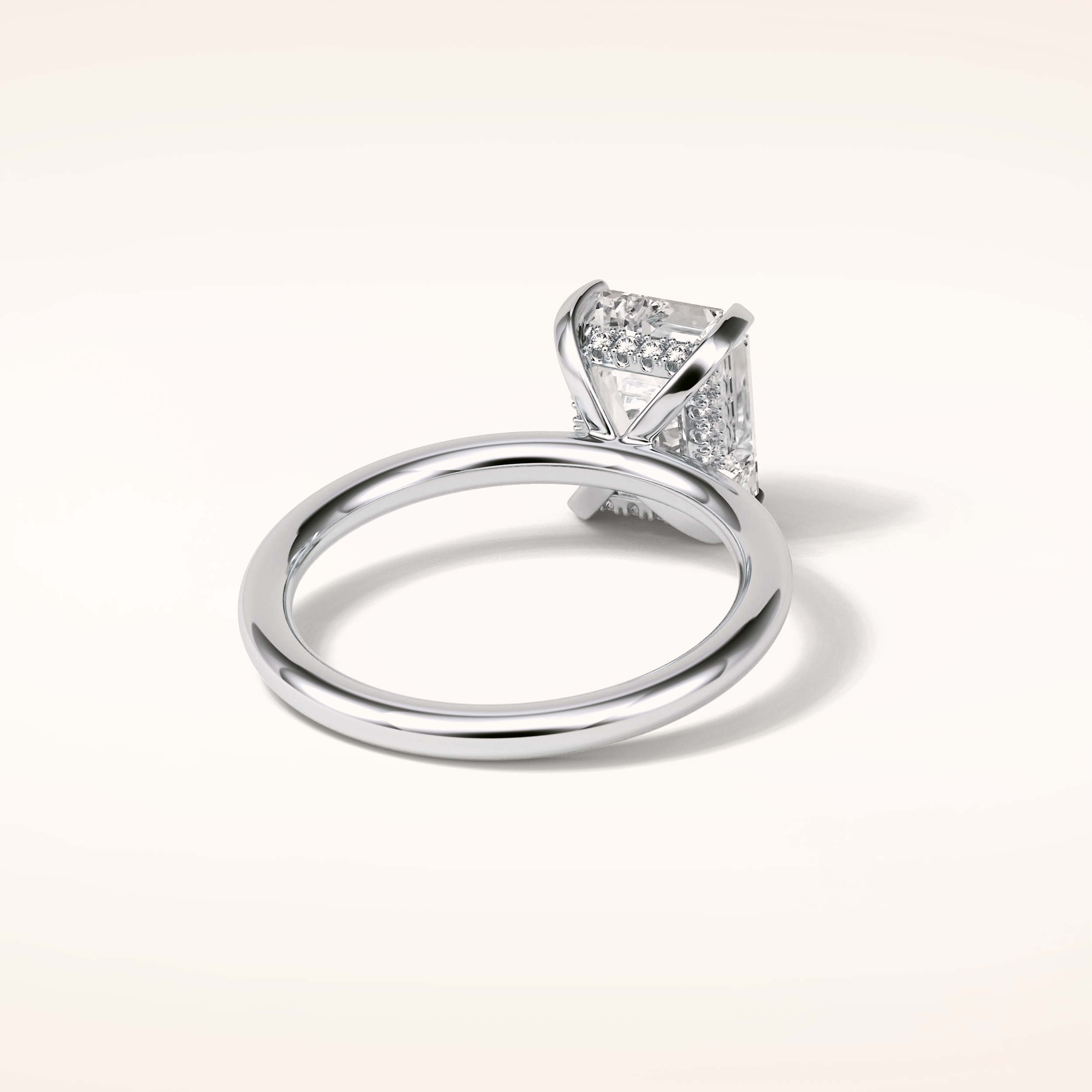 2.3 CT Emerald Shaped Hidden Halo Moissanite Engagement Ring