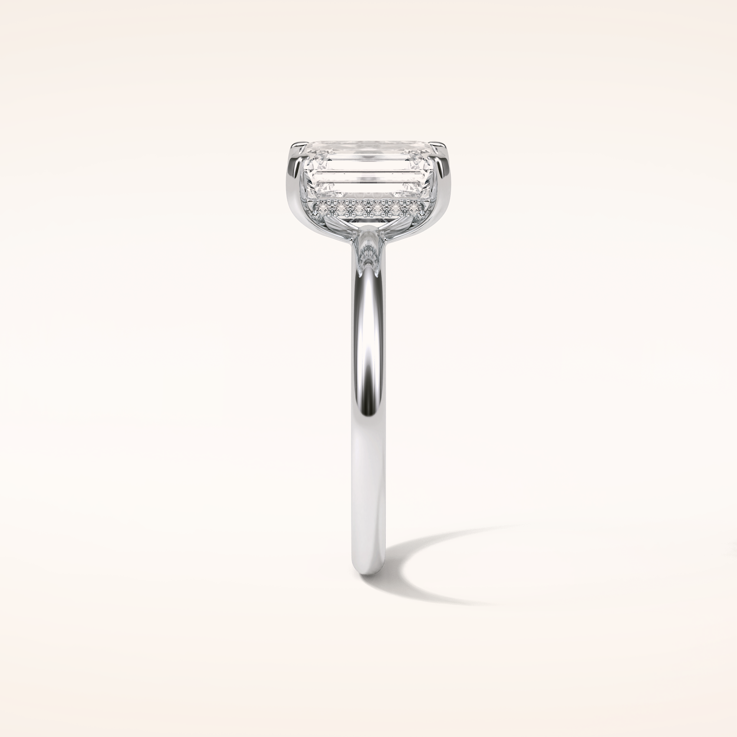 2.3 CT Emerald Shaped Hidden Halo Moissanite Engagement Ring