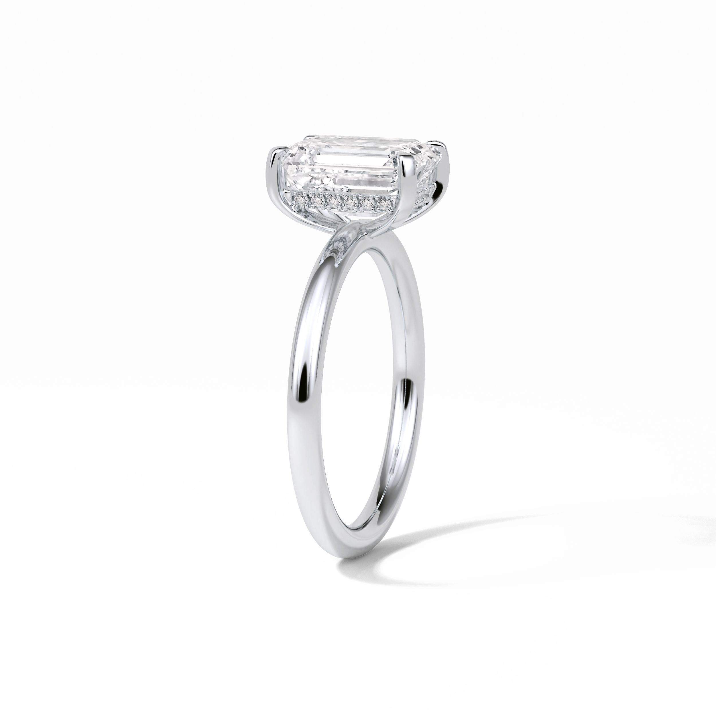Emerald Solitaire Lab Grown Diamond Engagement Ring
