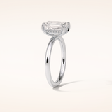 2.3 CT Emerald Shaped Hidden Halo Moissanite Engagement Ring