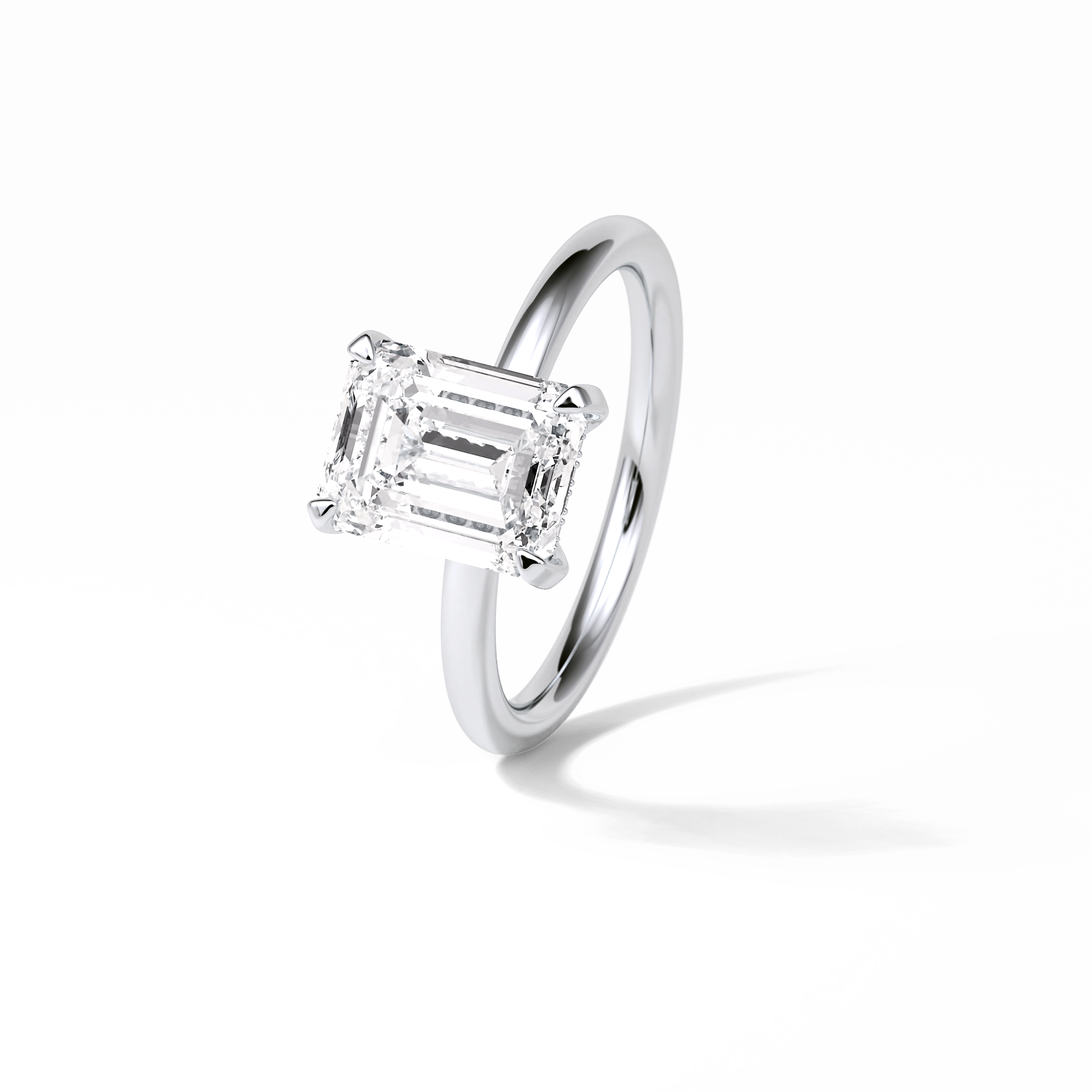 Emerald Solitaire Lab Grown Diamond Engagement Ring