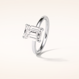 2.3 CT Emerald Shaped Hidden Halo Moissanite Engagement Ring