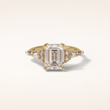 2.3 CT Emerald Shaped Cluster Moissanite Engagement Ring