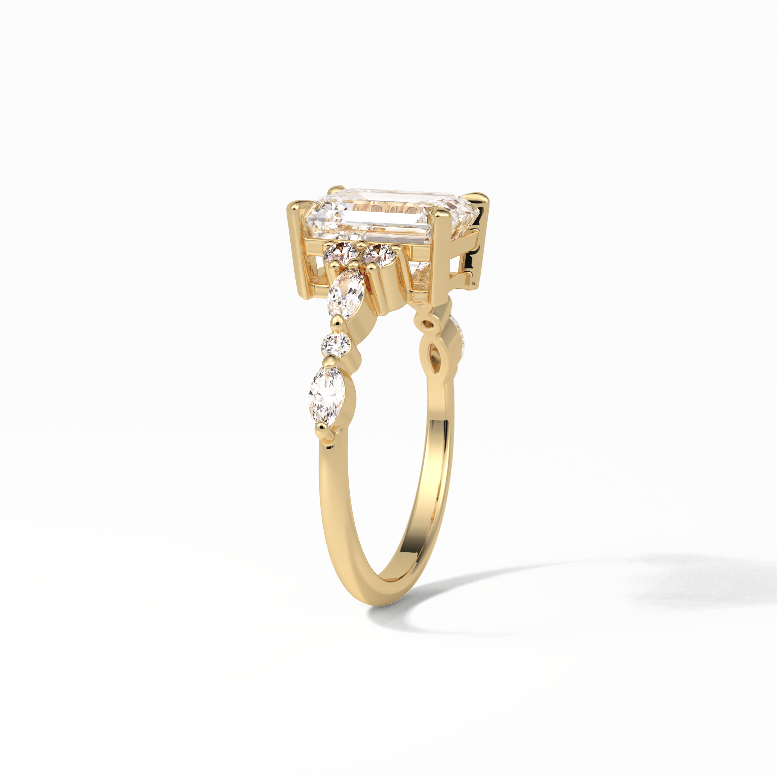 Emerald Cluster Lab Grown Diamond Engagement Ring
