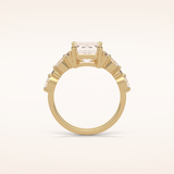 2.3 CT Emerald Shaped Cluster Moissanite Engagement Ring