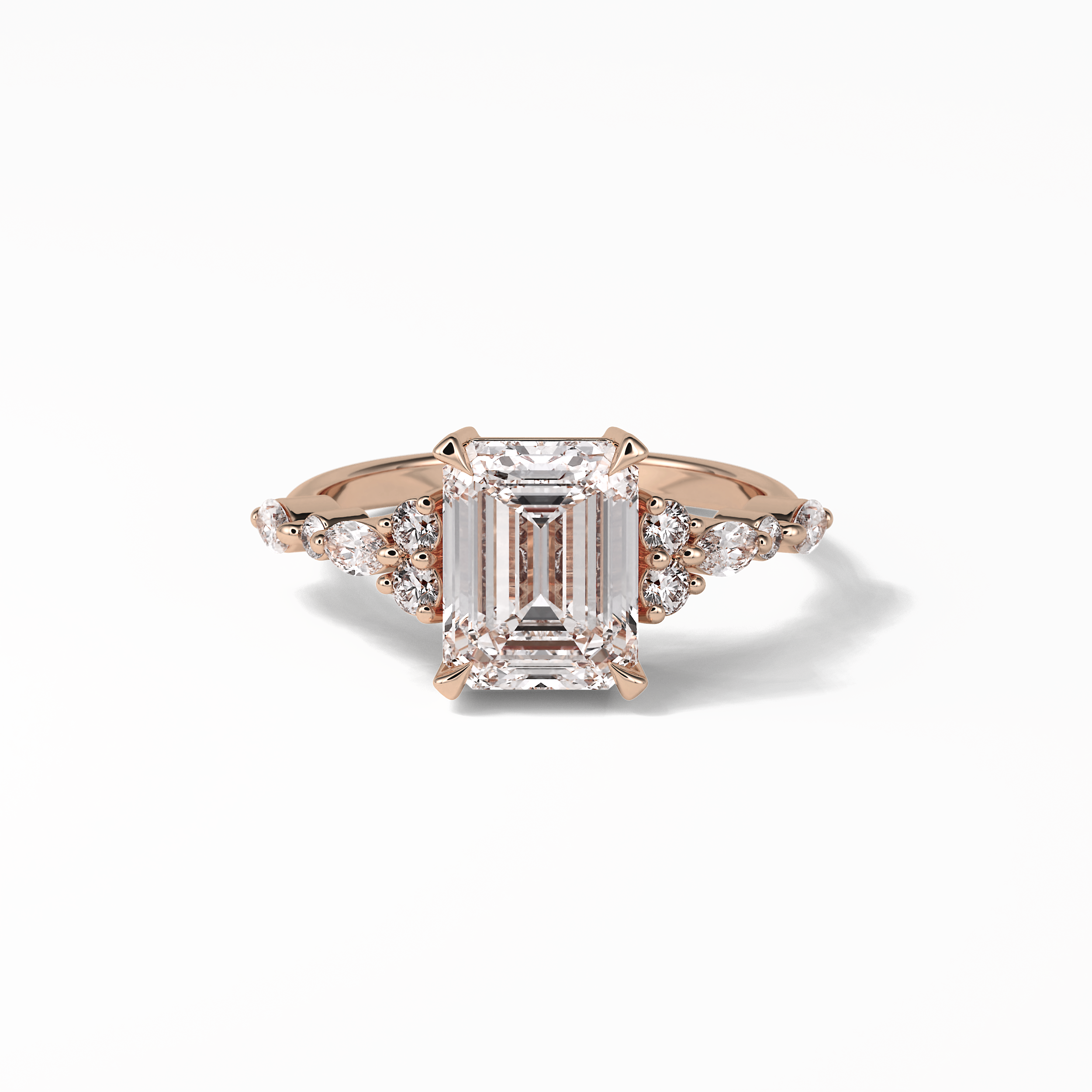 Emerald Cluster Lab Grown Diamond Engagement Ring