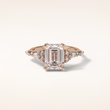 2.3 CT Emerald Shaped Cluster Moissanite Engagement Ring