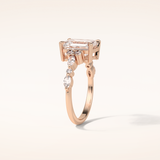 2.3 CT Emerald Shaped Cluster Moissanite Engagement Ring