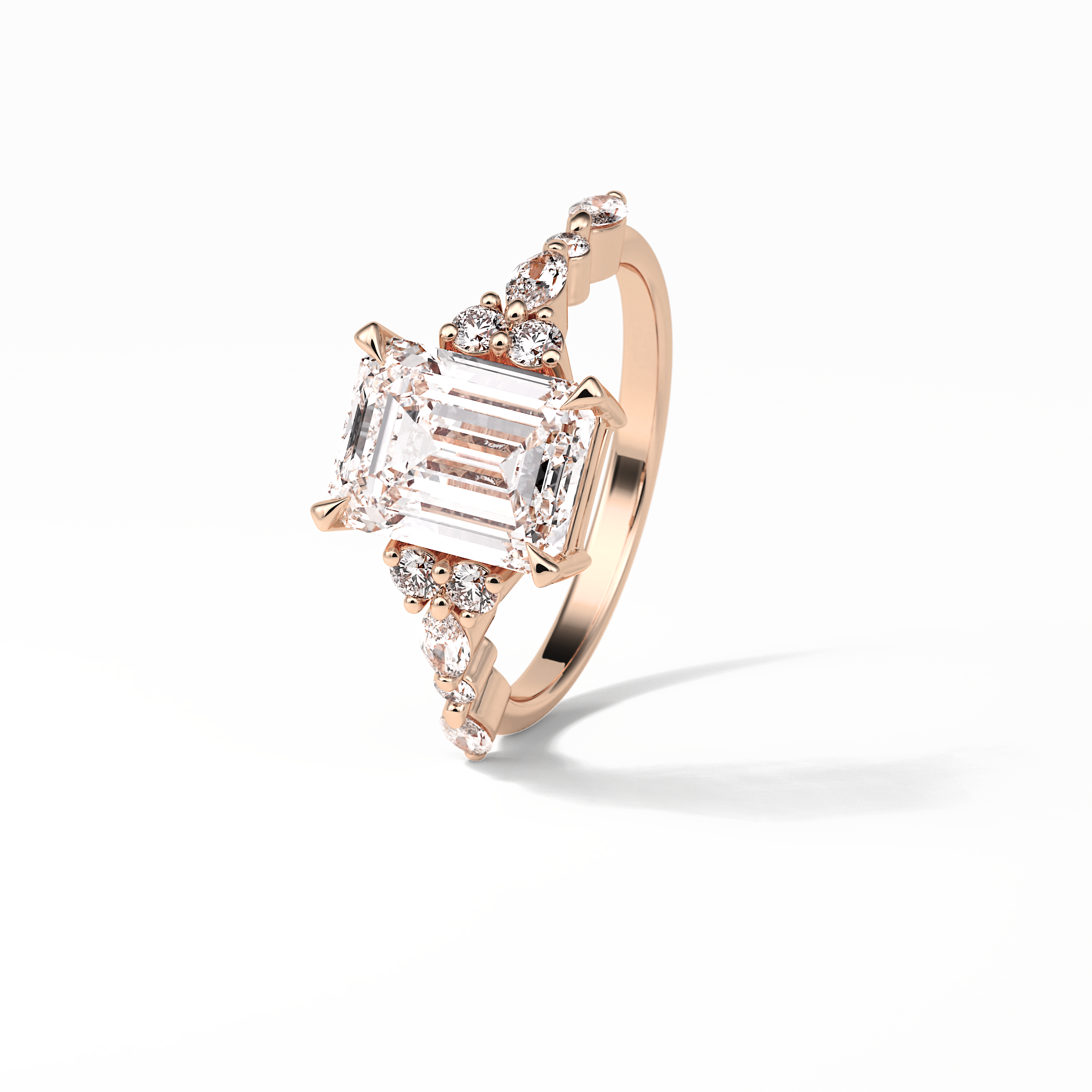 Emerald Cluster Lab Grown Diamond Engagement Ring