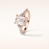 2.3 CT Emerald Shaped Cluster Moissanite Engagement Ring