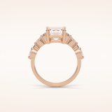 2.3 CT Emerald Shaped Cluster Moissanite Engagement Ring