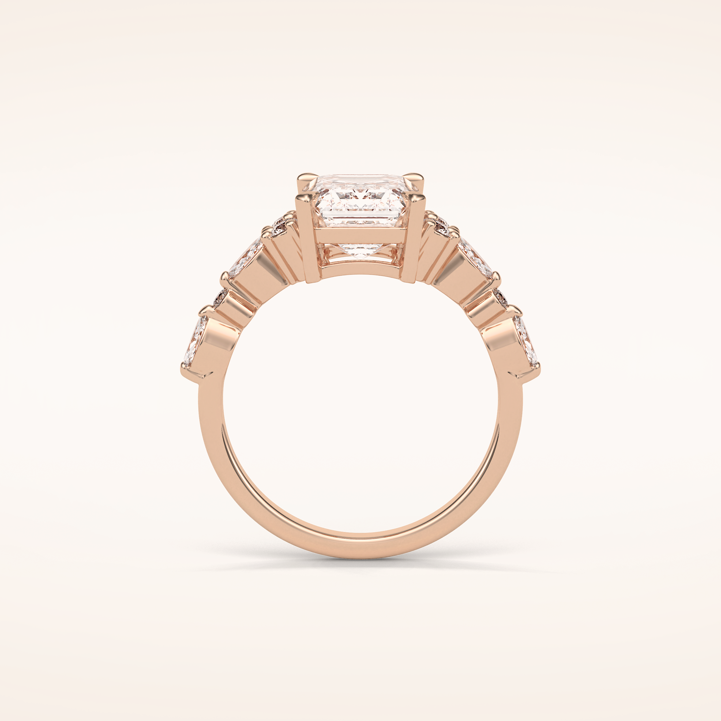 2.3 CT Emerald Shaped Cluster Moissanite Engagement Ring