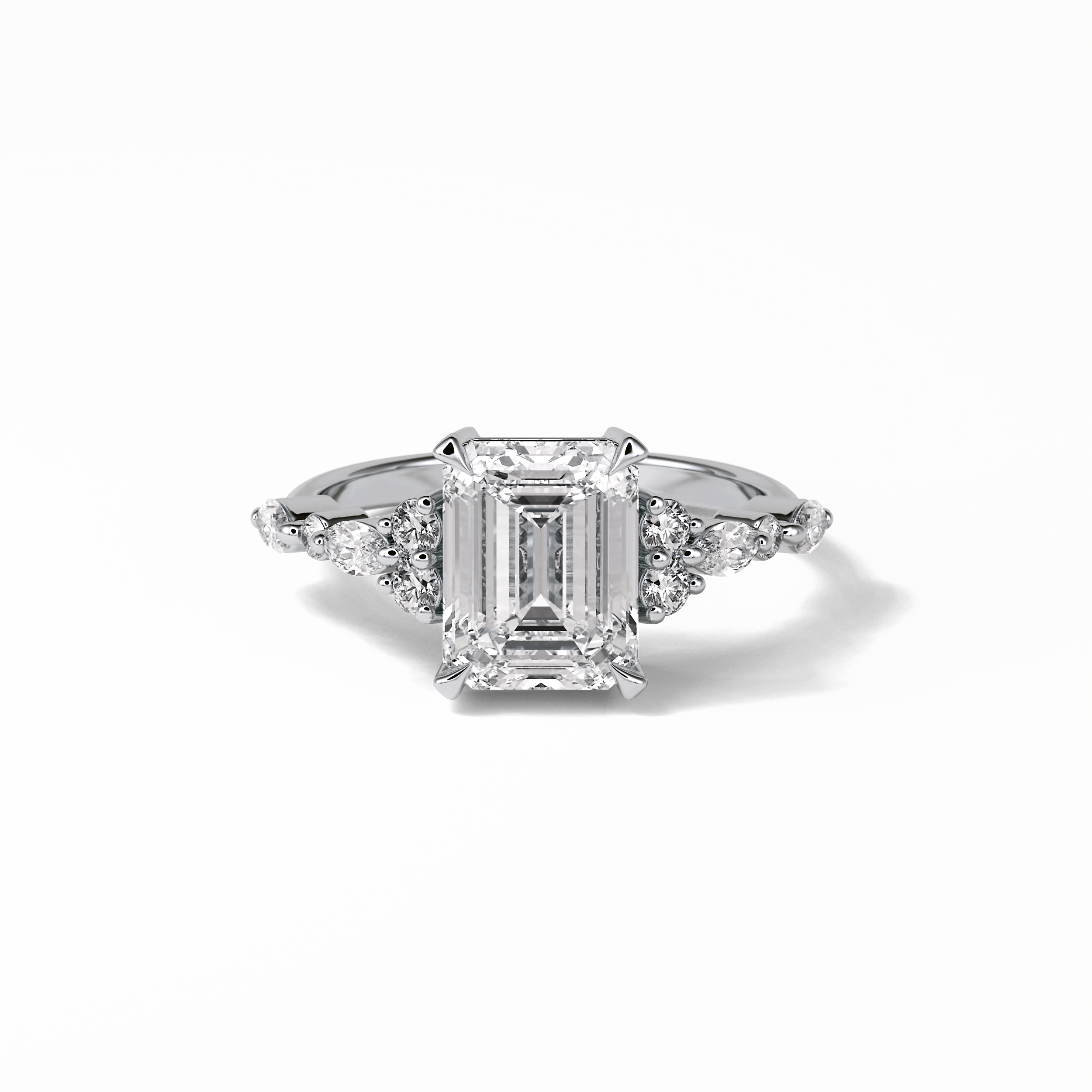 Emerald Cluster Lab Grown Diamond Engagement Ring