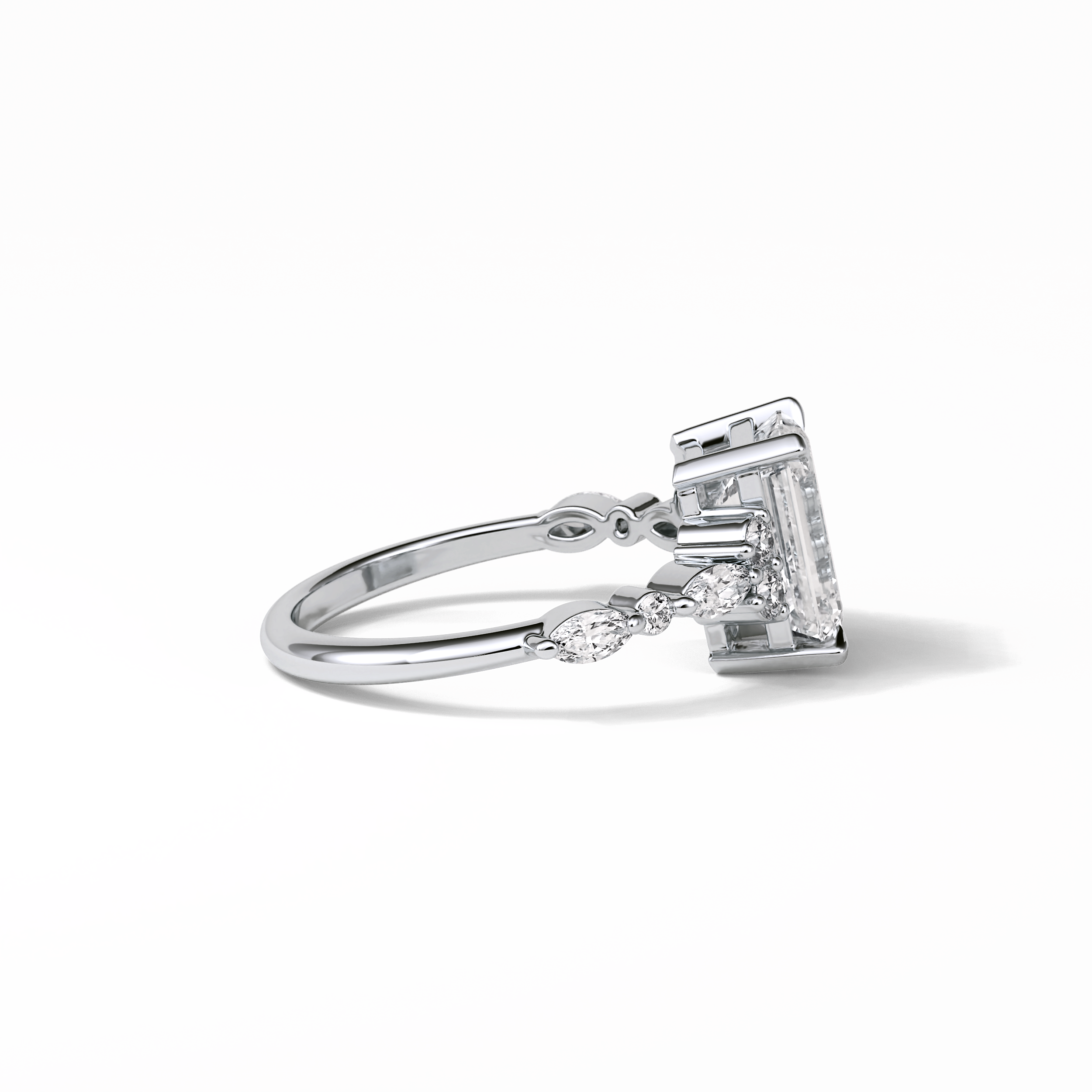 Emerald Cluster Lab Grown Diamond Engagement Ring