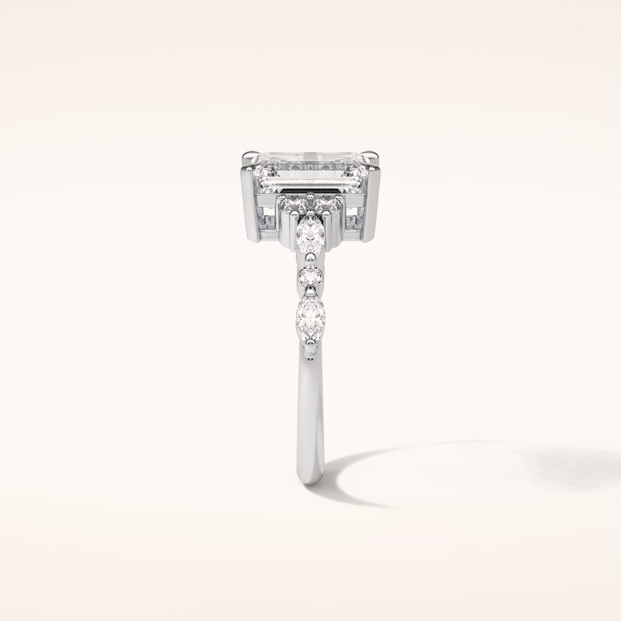 2.3 CT Emerald Shaped Cluster Moissanite Engagement Ring