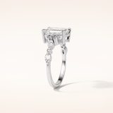 2.3 CT Emerald Shaped Cluster Moissanite Engagement Ring