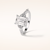 2.3 CT Emerald Shaped Cluster Moissanite Engagement Ring