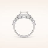 2.3 CT Emerald Shaped Cluster Moissanite Engagement Ring