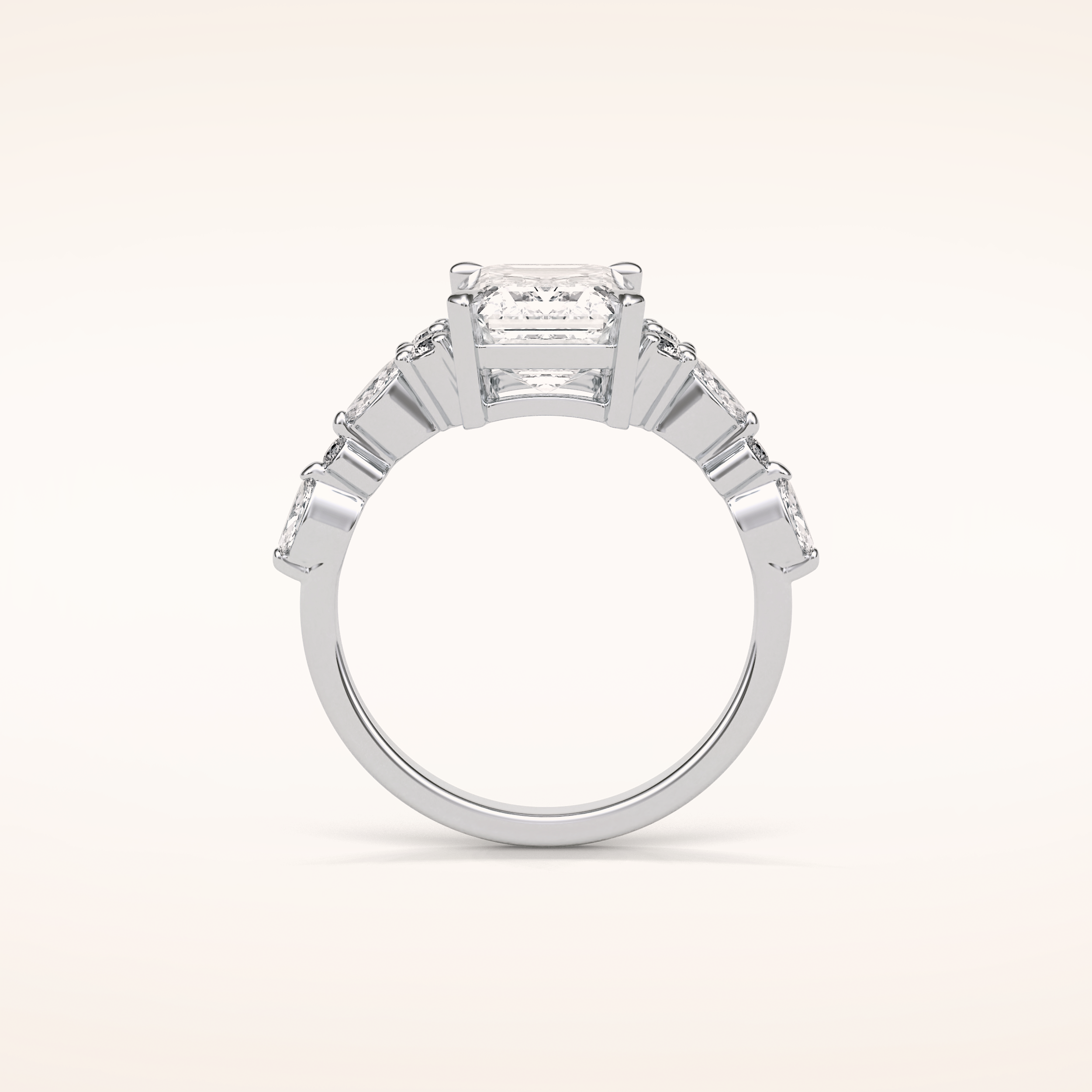 2.3 CT Emerald Shaped Cluster Moissanite Engagement Ring