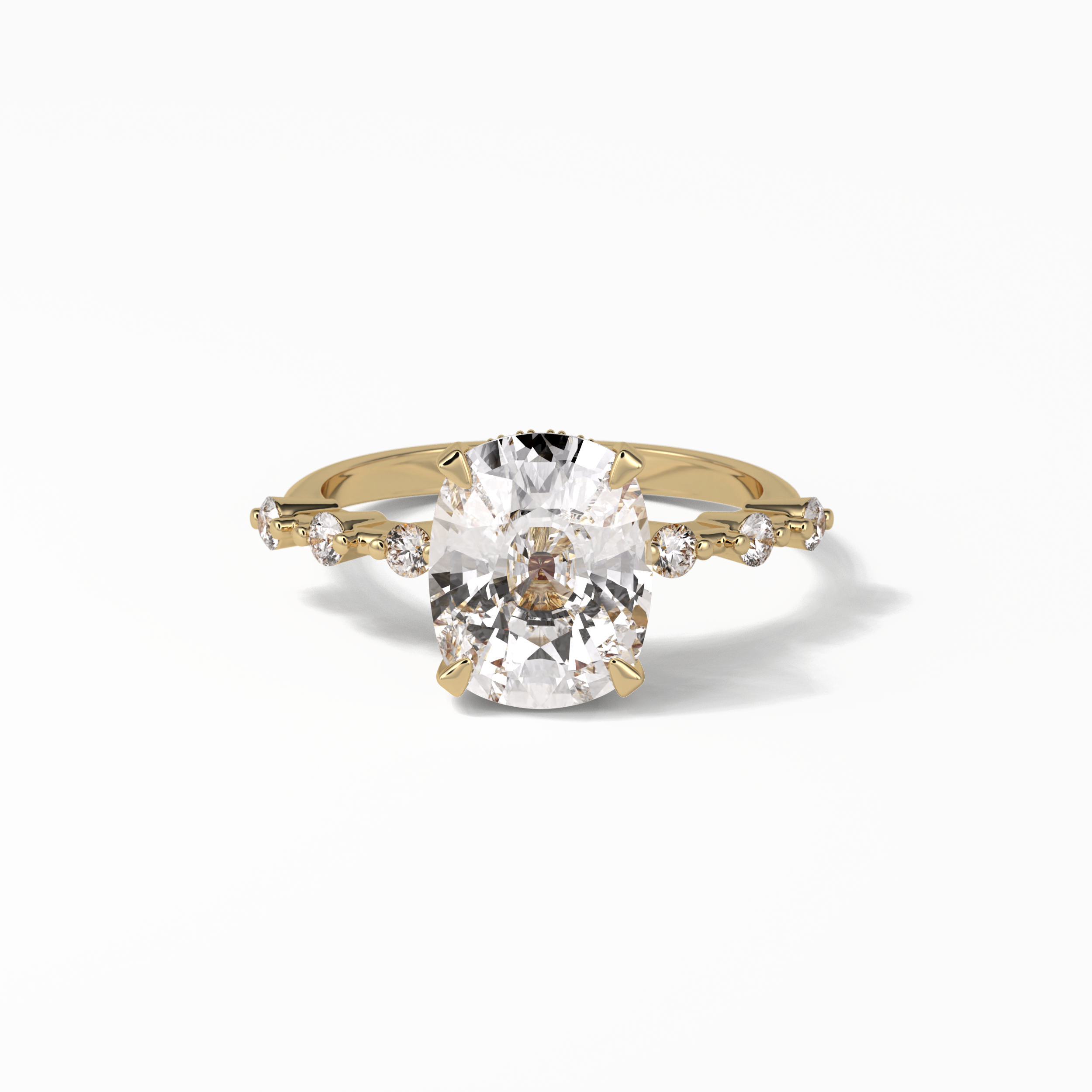 Cushion Dainty Pave Lab Grown Diamond Engagement Ring
