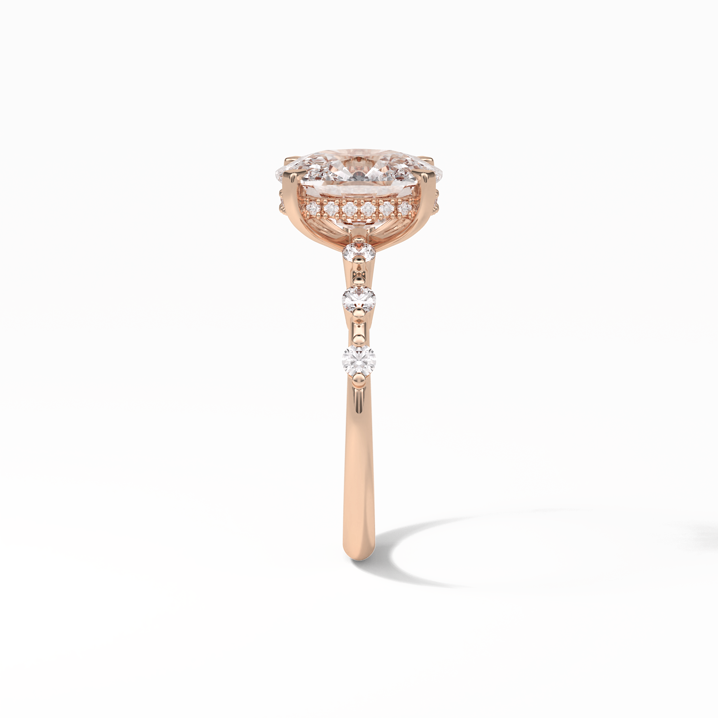 Cushion Dainty Pave Lab Grown Diamond Engagement Ring