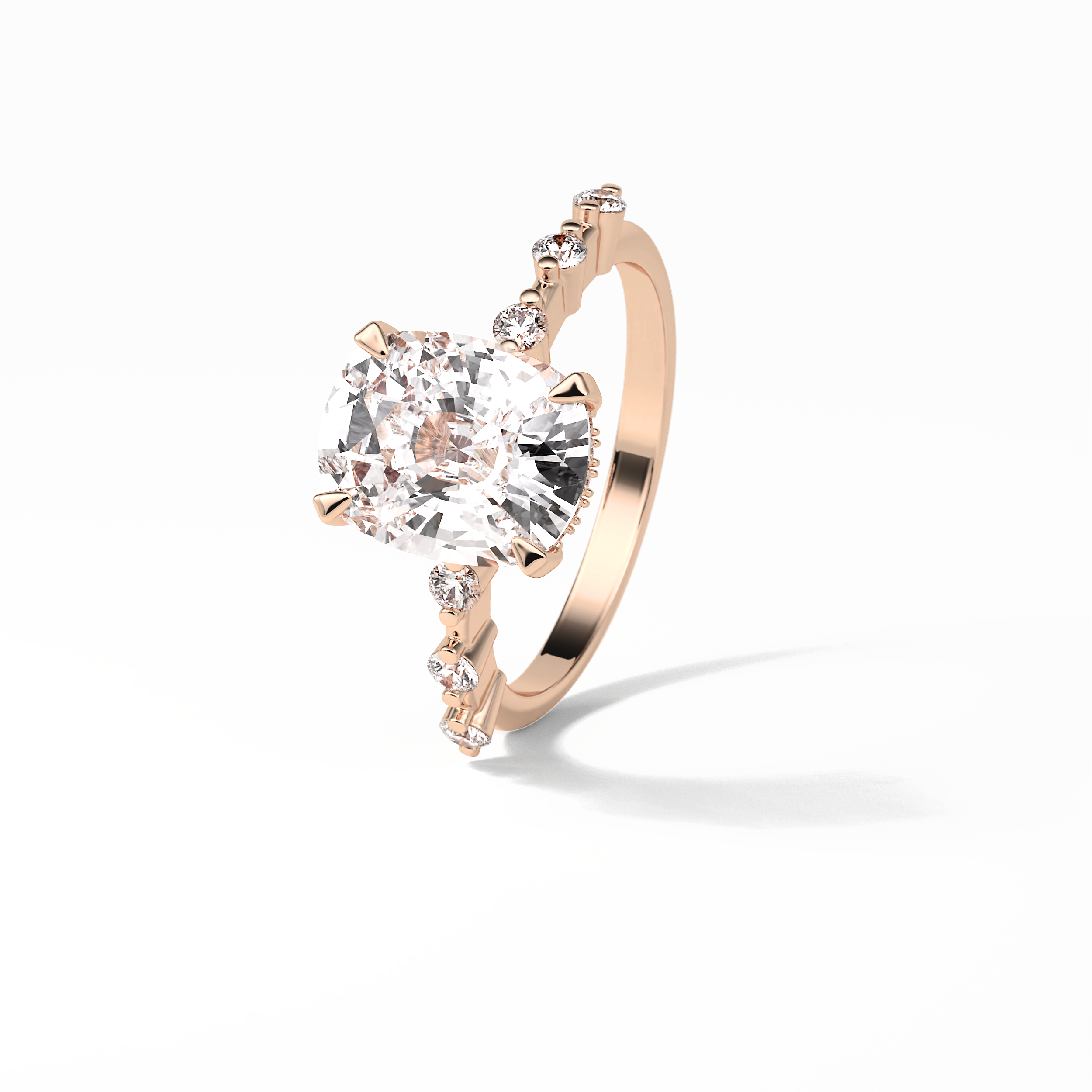 Cushion Dainty Pave Lab Grown Diamond Engagement Ring