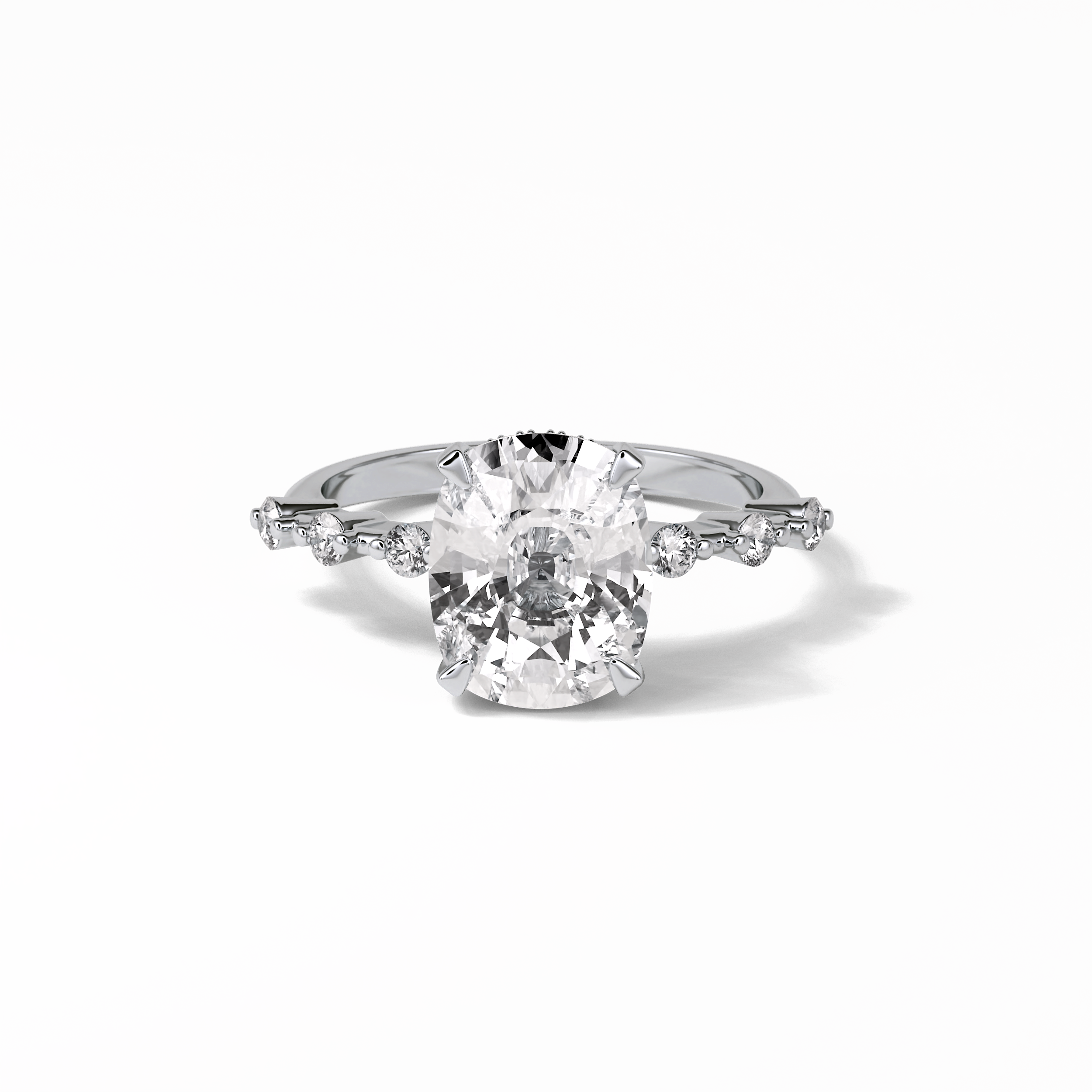 Cushion Dainty Pave Lab Grown Diamond Engagement Ring