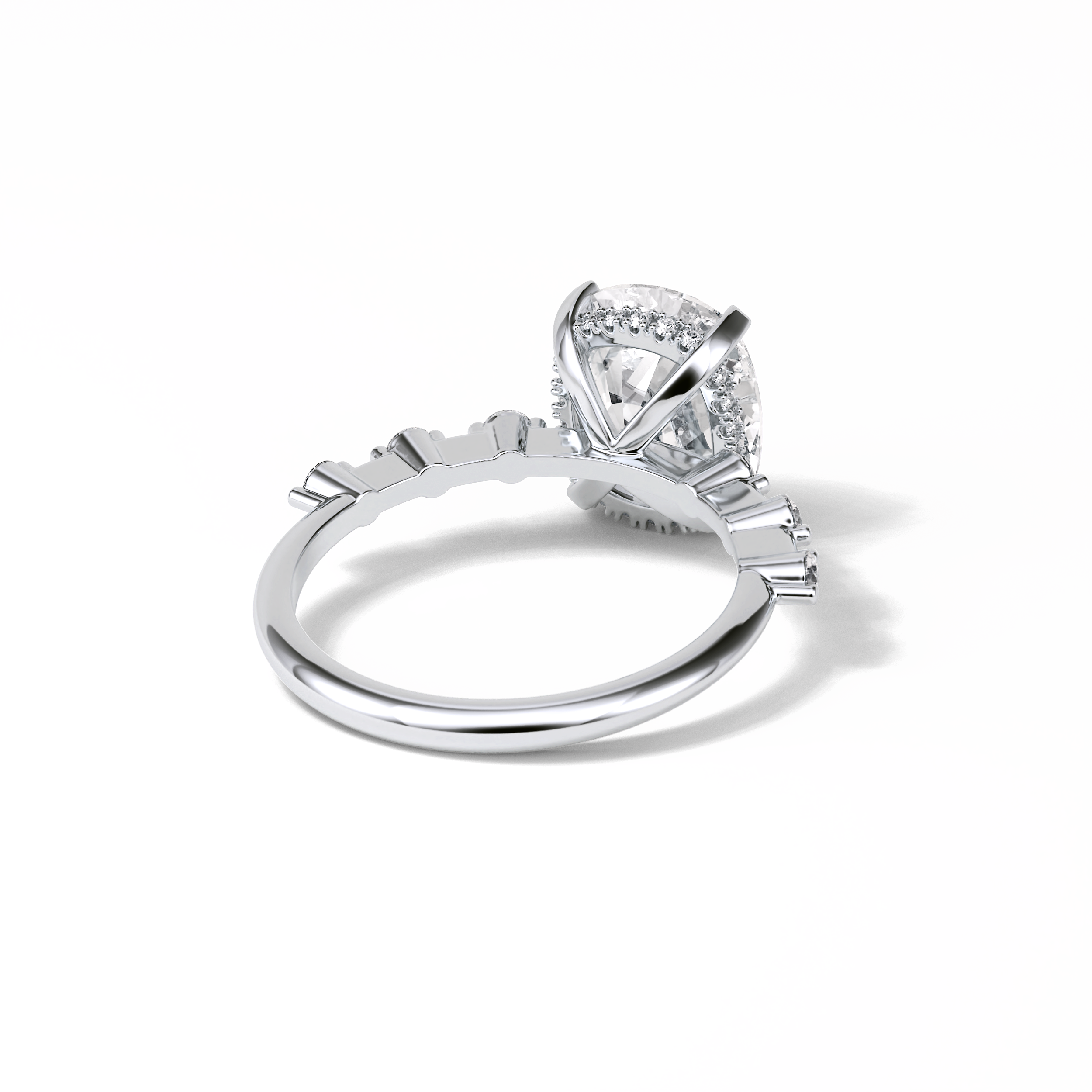 Cushion Dainty Pave Lab Grown Diamond Engagement Ring