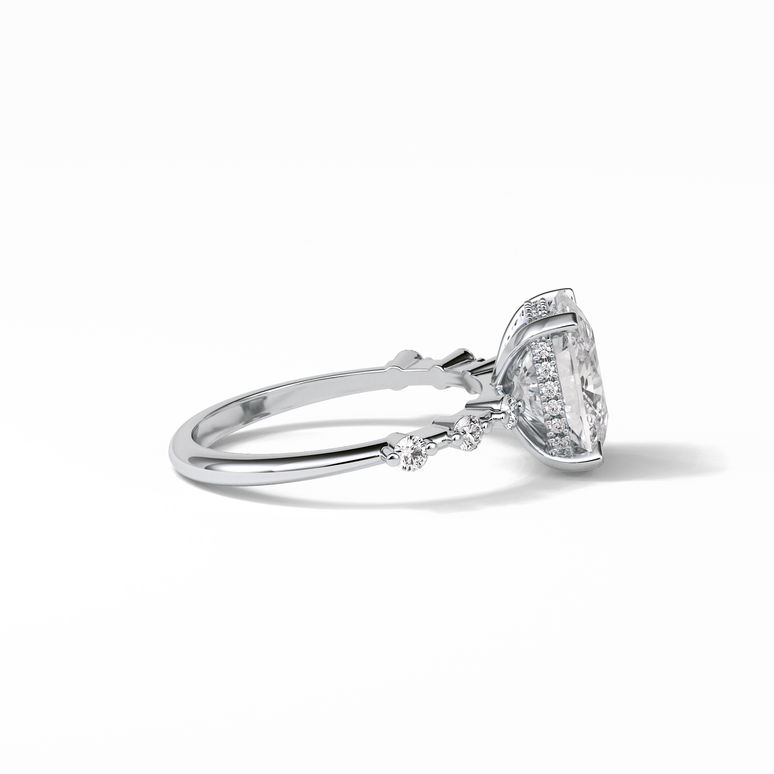 Cushion Dainty Pave Lab Grown Diamond Engagement Ring