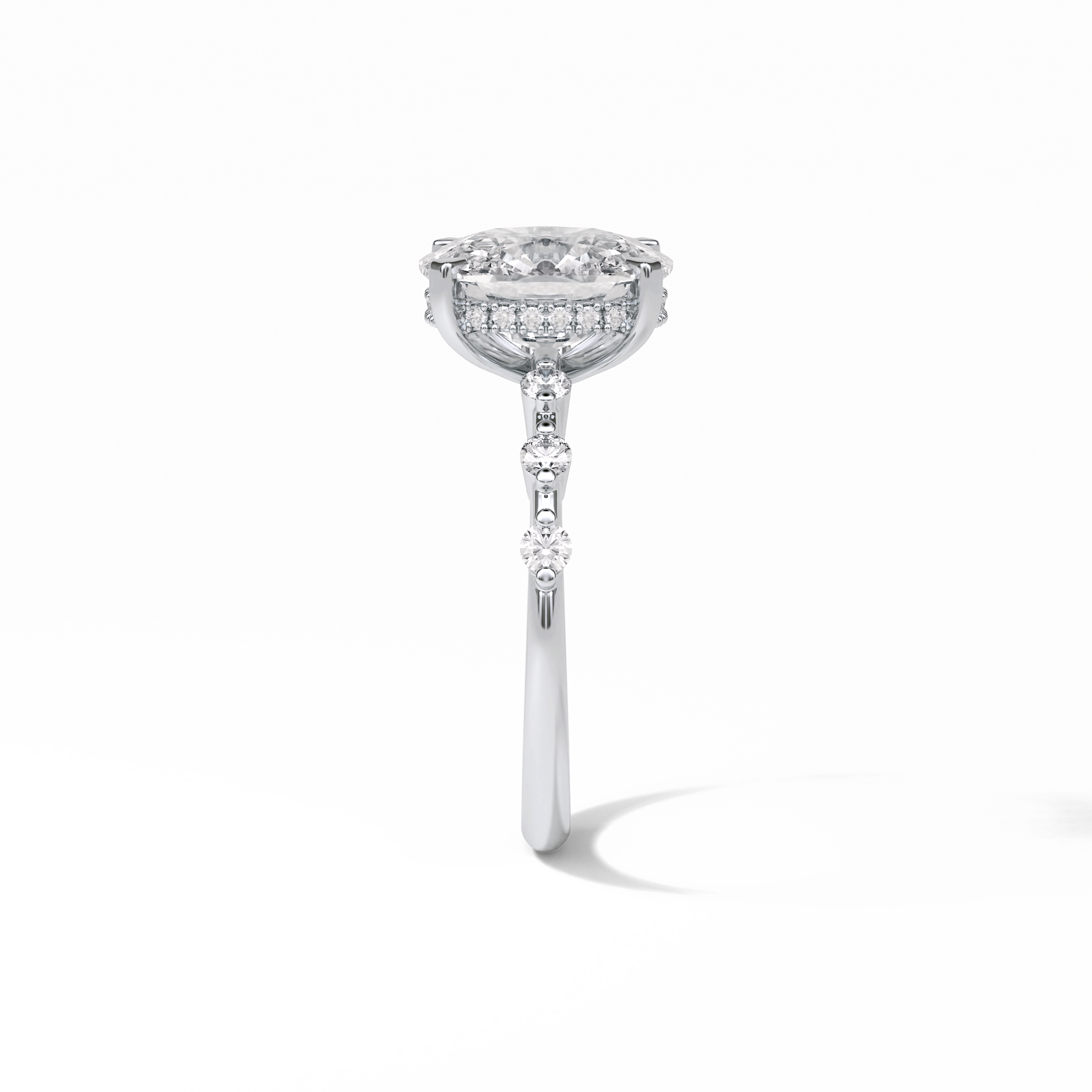 Cushion Dainty Pave Lab Grown Diamond Engagement Ring