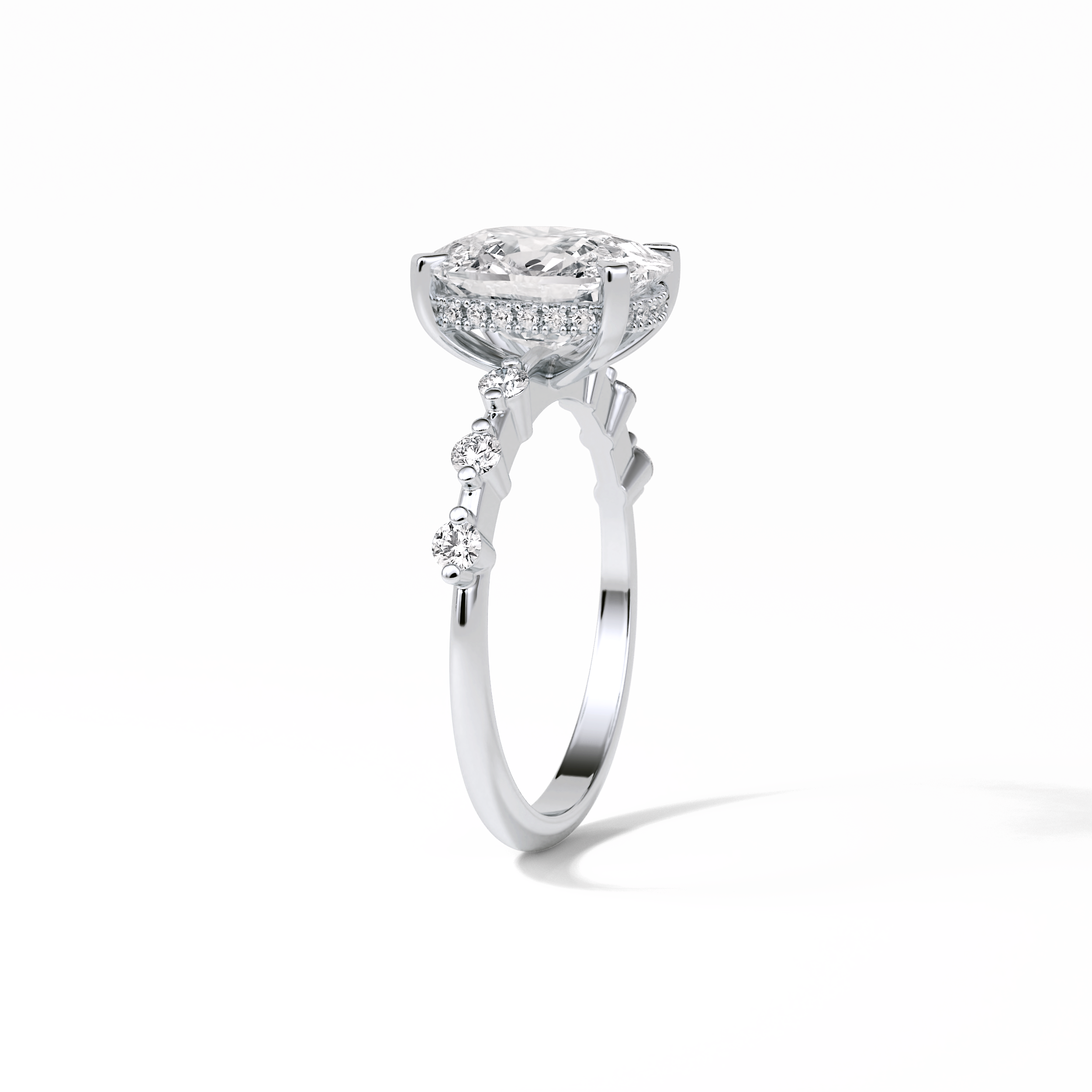 Cushion Dainty Pave Lab Grown Diamond Engagement Ring