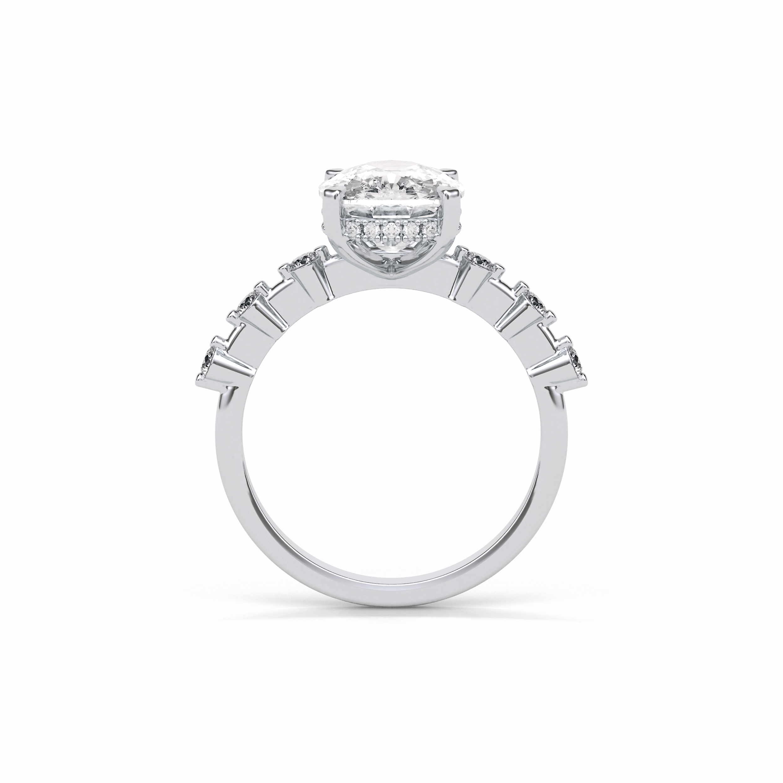 Cushion Dainty Pave Lab Grown Diamond Engagement Ring