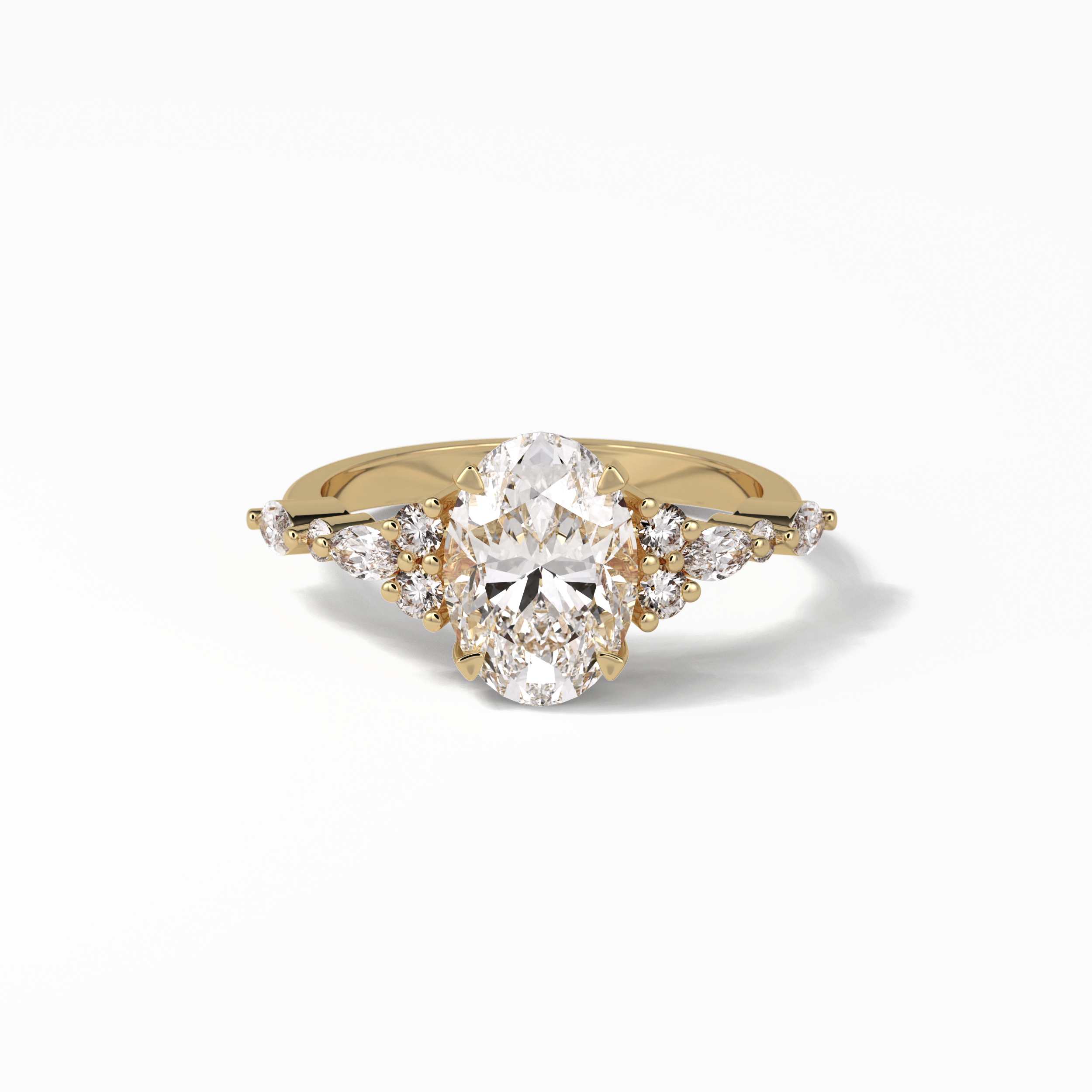 Oval Cluster Lab Grown Diamond Engagement Ring