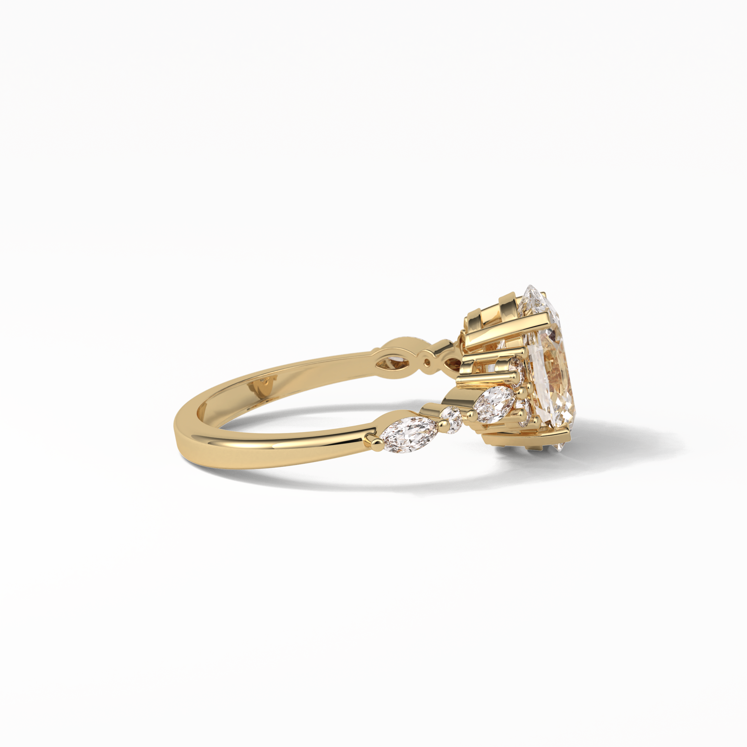 Oval Cluster Lab Grown Diamond Engagement Ring