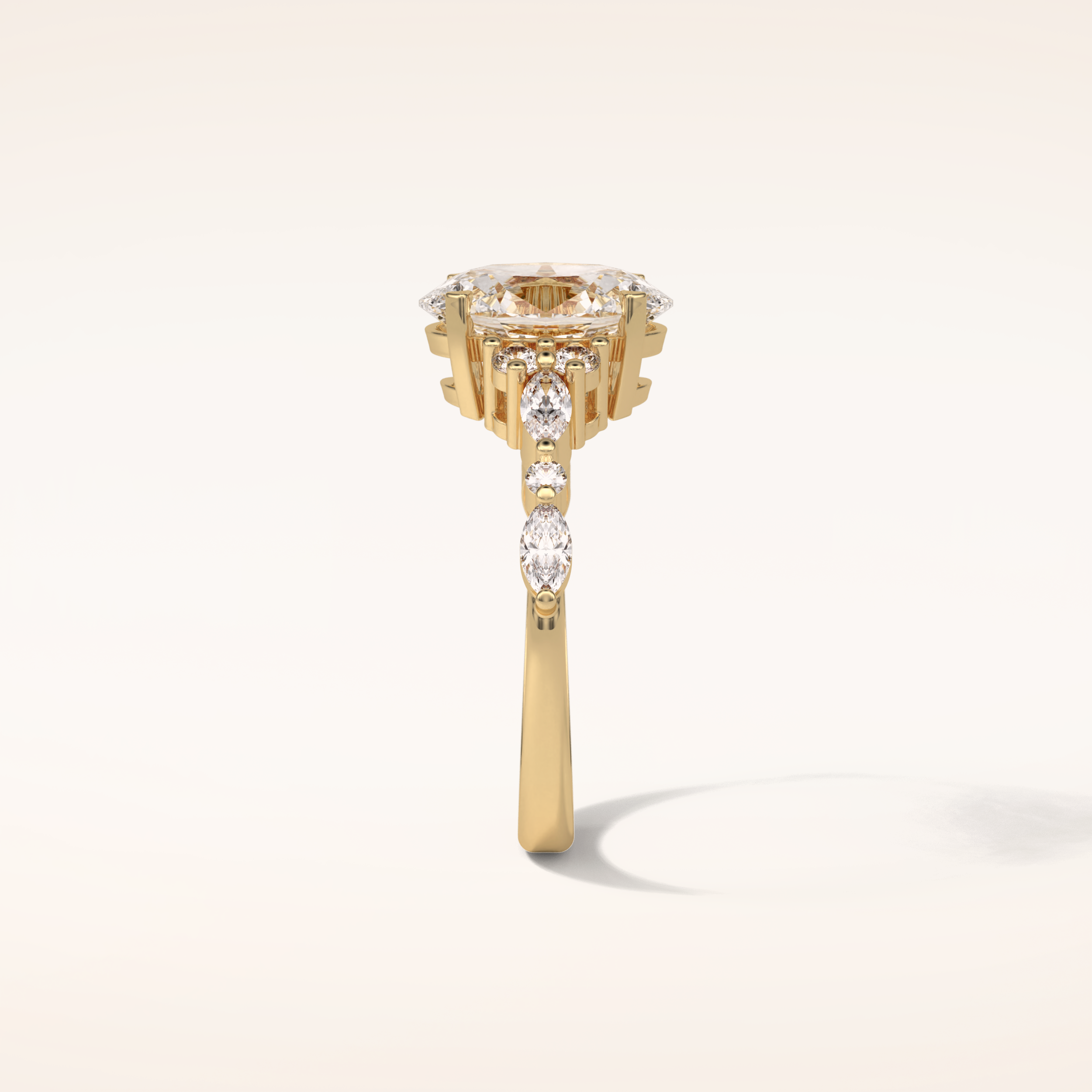 2.1 CT Oval Shaped Cluster Moissanite Engagement Ring