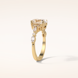 2.1 CT Oval Shaped Cluster Moissanite Engagement Ring