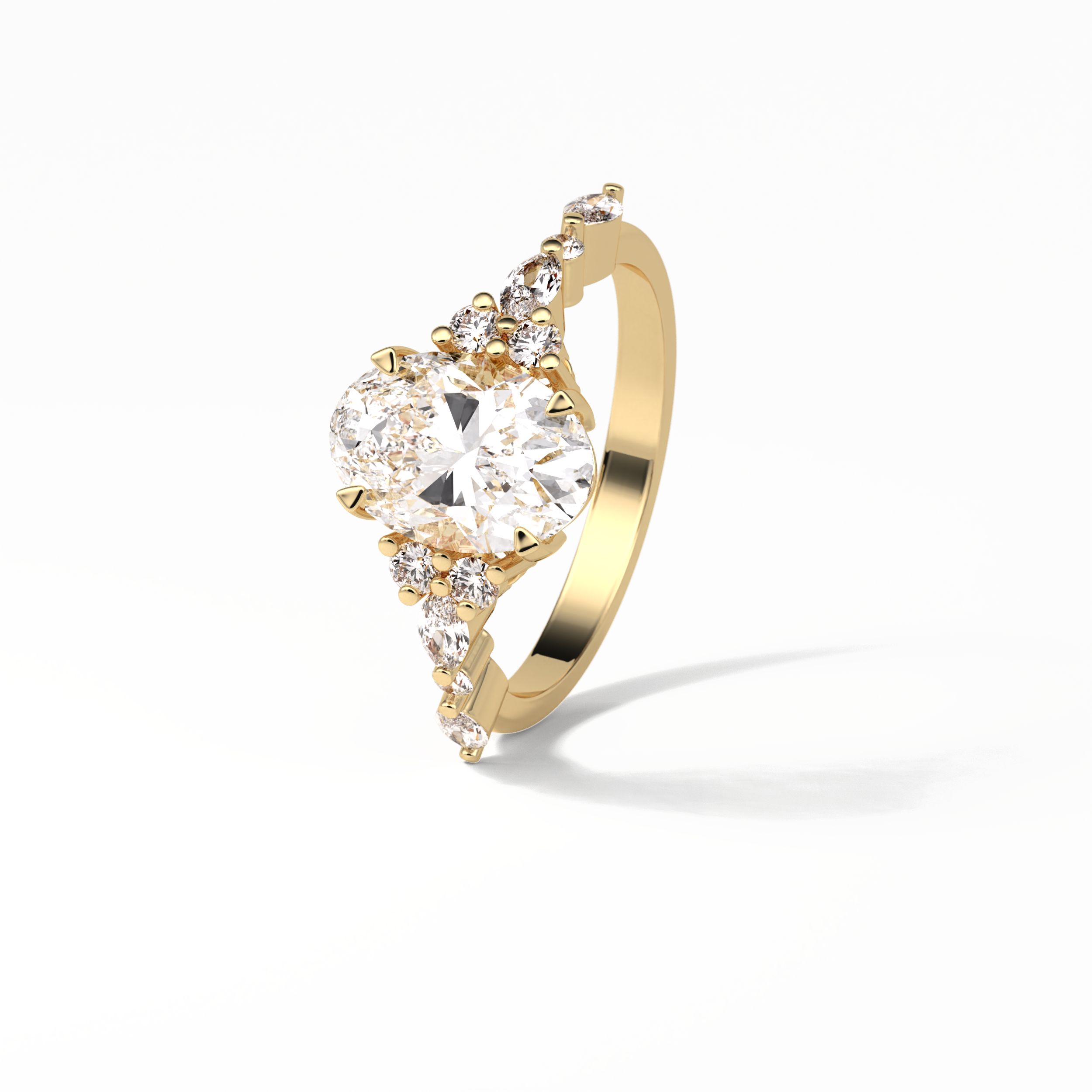 Oval Cluster Lab Grown Diamond Engagement Ring